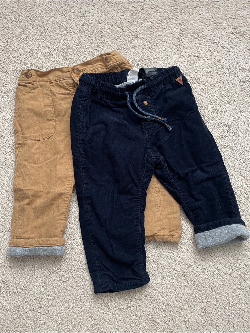 H&M Navy and Tan Corduroy Pull-On Pants Set